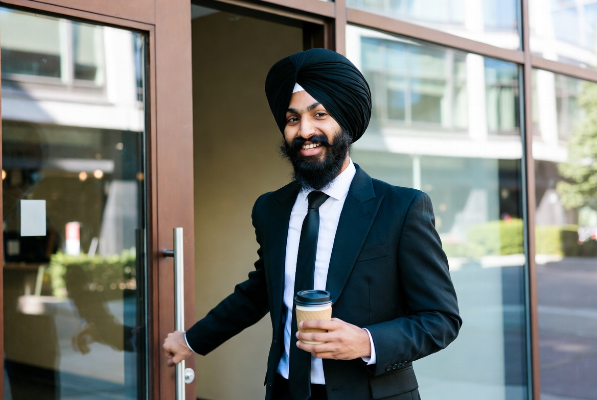 A professional employeew with turban, smiling